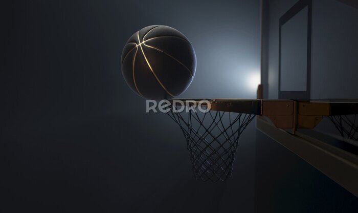 Fotobehang Zwart-gouden basketbal balanceert op rand