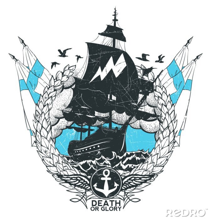 Fotobehang Zwart piratenschip