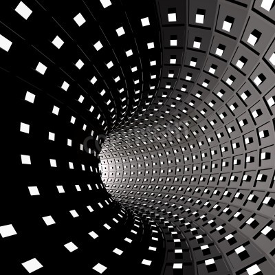Fotobehang Zwart-wit 3D tunnel