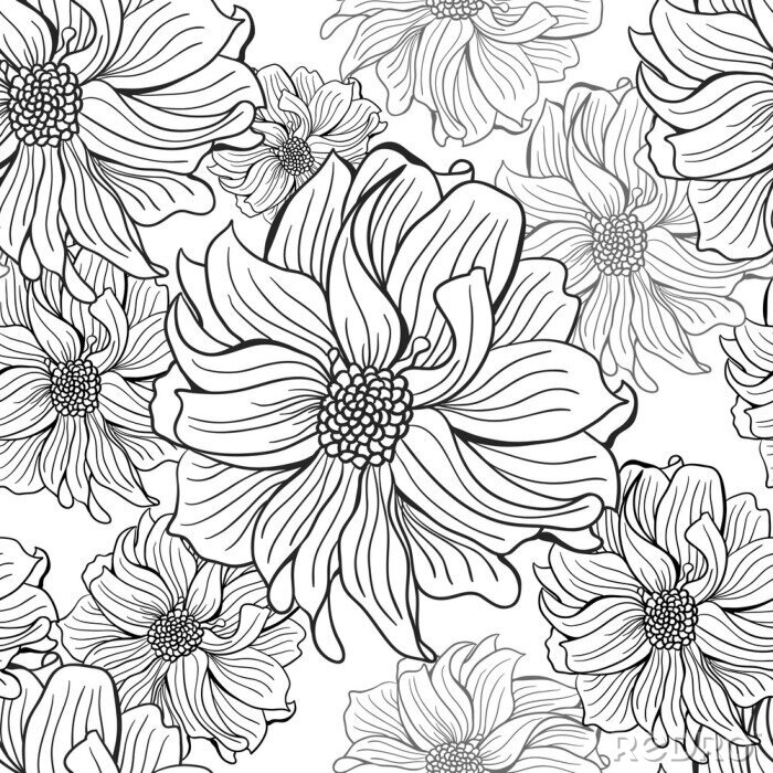 Fotobehang Zwart-wit bloemen