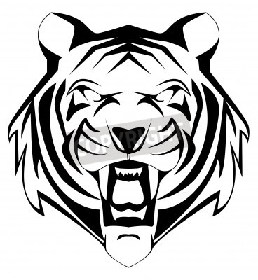 Fotobehang Zwart-wit figuur van een tijger