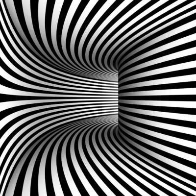 Fotobehang Zwart-wit gestreepte tunnel