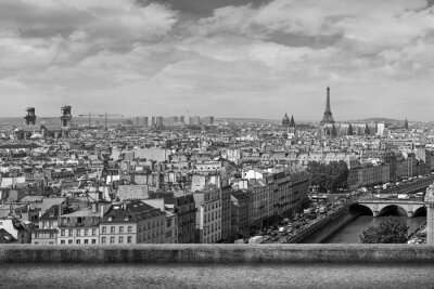 Fotobehang Zwart-wit landschap van Parijs