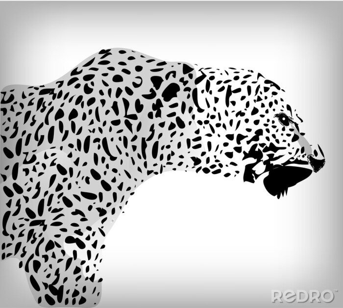 Fotobehang Zwart-wit luipaard