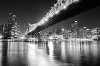 Fotobehang Zwart-wit nachtzicht van NYC
