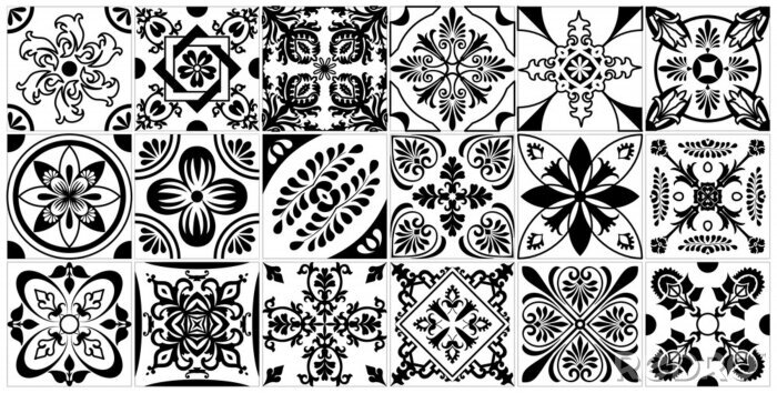 Fotobehang Zwart-wit oosters mozaïekpatroon