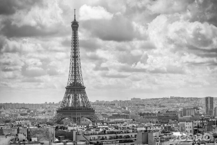Fotobehang Zwart-wit panorama van Parijs