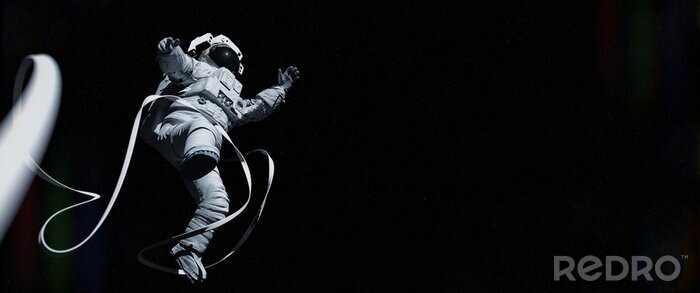 Fotobehang Zwart-wit patroon met een astronaut