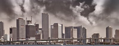Fotobehang Zwart-wit skyline van Miami