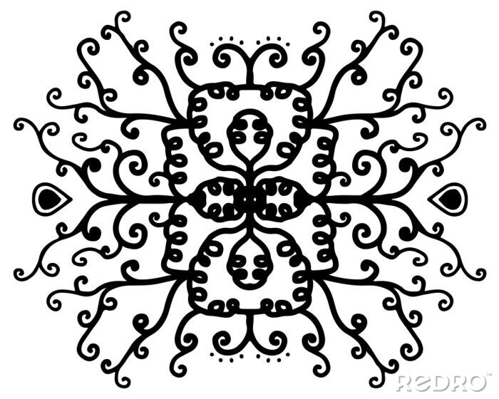Fotobehang Zwart-wit symmetrisch patroon