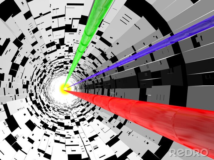 Fotobehang Zwart-wit tunnel met kleur