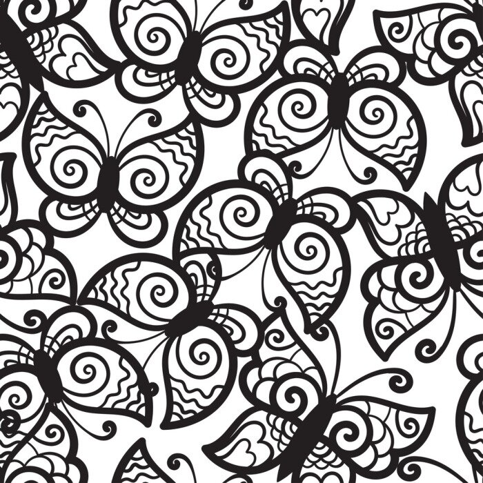 Fotobehang Zwart-wit vlinder detail