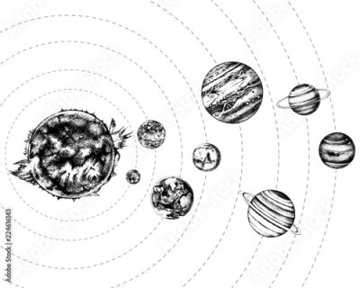 Fotobehang Zwart-wit zonnestelsel