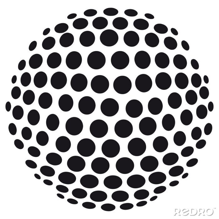 Fotobehang Zwart-witte 3D bal
