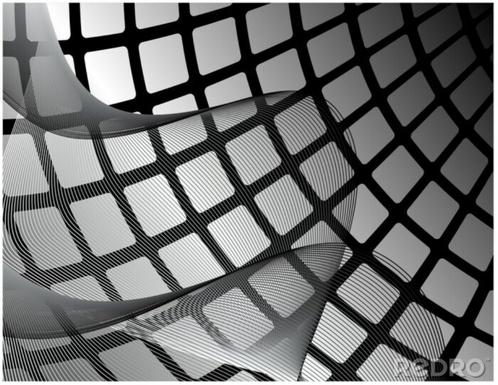Fotobehang Zwart-witte abstracte vierkanten