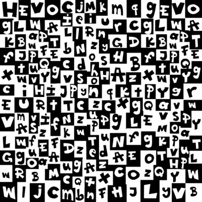 Fotobehang Zwart-witte achtergrond met letters