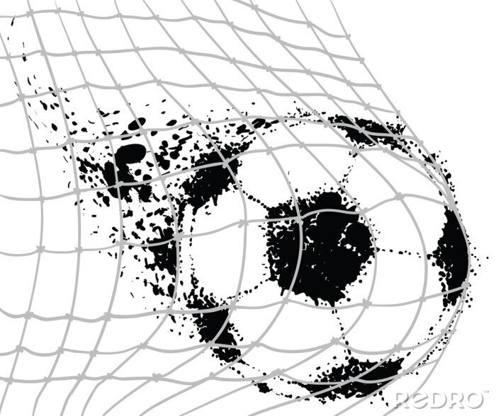 Fotobehang Zwart-witte bal in het net