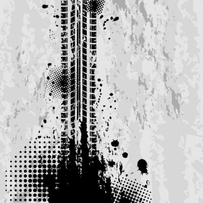 Fotobehang Zwart-witte bandensporen