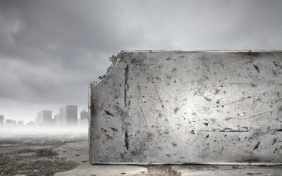 Fotobehang Zwart-witte betonnen muur