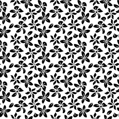 Fotobehang Zwart-witte bloemetjes