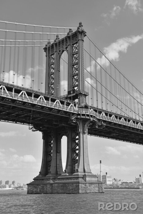Fotobehang Zwart-witte brug in New York