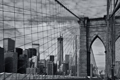 Fotobehang Zwart-witte brug in New York City