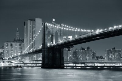 Fotobehang Zwart-witte brug in NYC