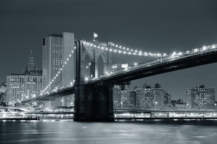 Fotobehang Zwart-witte brug in NYC
