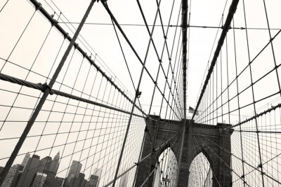Fotobehang Zwart-witte doorsnede van Brooklyn Bridge