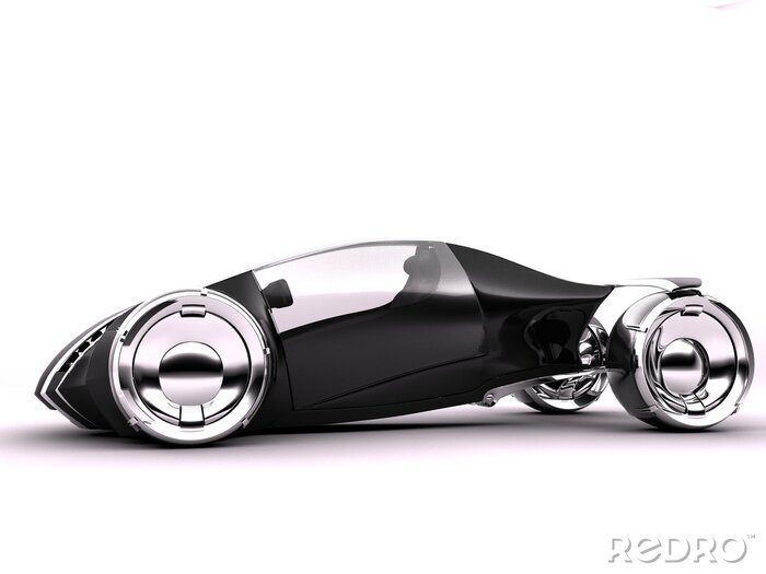 Fotobehang Zwart-witte futuristische auto