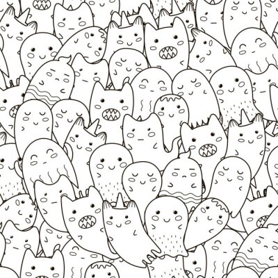 Behang Zwart-witte geesten en monsters