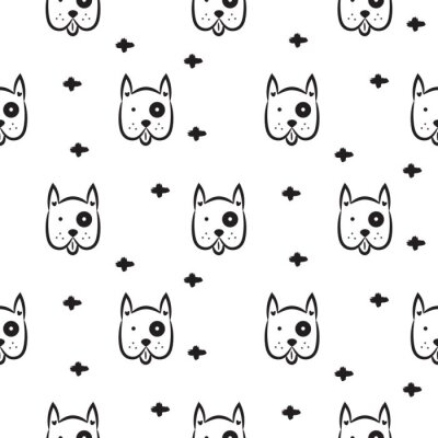 Zwart-witte hondenkoppen en kruisjes