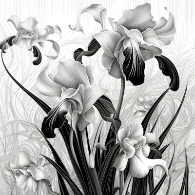Fotobehang Zwart-witte irissen