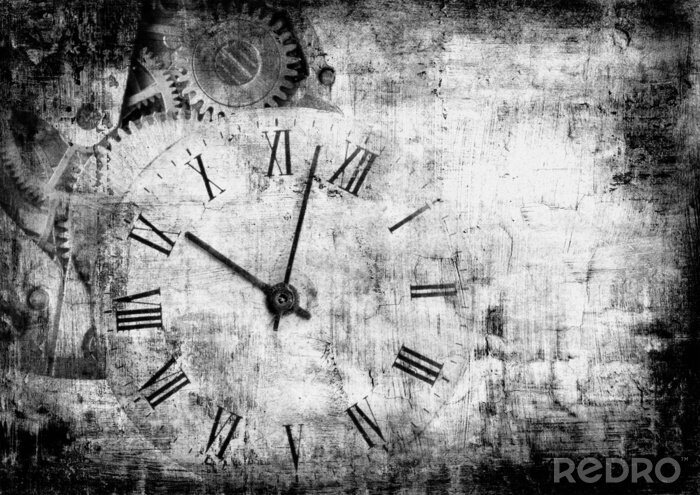 Fotobehang Zwart-witte klok