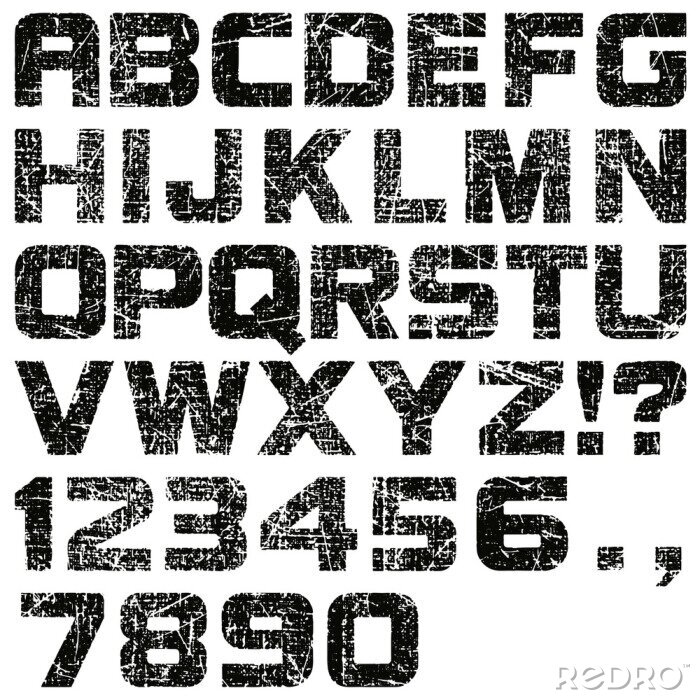 Fotobehang Zwart-witte letters en cijfers
