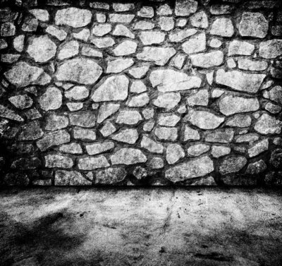 Fotobehang Zwart-witte stenen muur