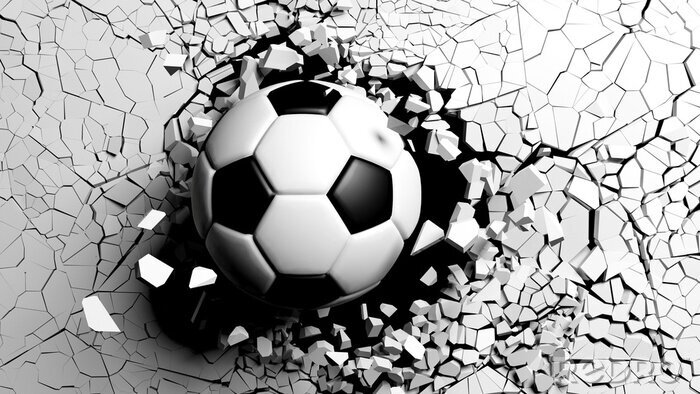 Fotobehang Zwart-witte voetbalafbeelding