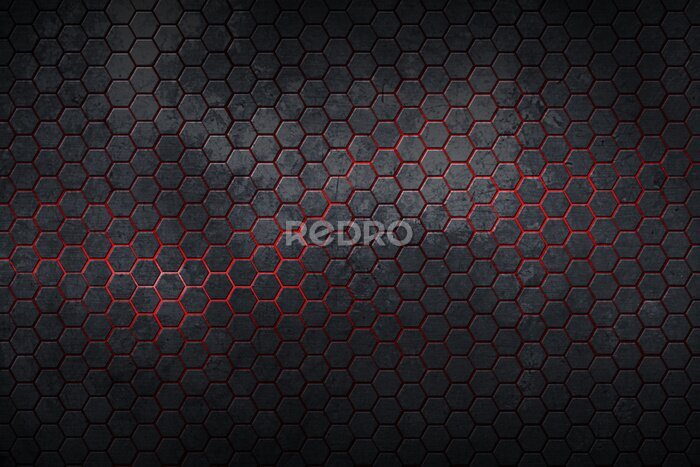 Fotobehang Zwart zeshoekig patroon