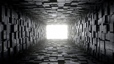 Fotobehang Zwarte 3D tunnel