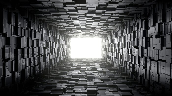 Fotobehang Zwarte 3D tunnel