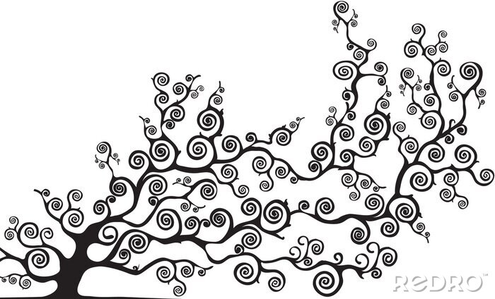 Fotobehang Zwarte abstracte boom