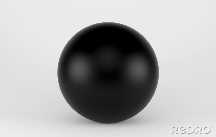 Fotobehang Zwarte bal op een witte achtergrond