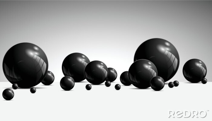 Fotobehang Zwarte ballen op witte achtergrond