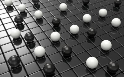 Fotobehang Zwarte en witte ballen op de vloer