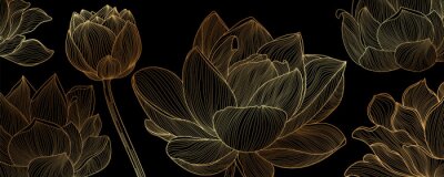 Fotobehang Zwarte lotusbloemen trendy textuur