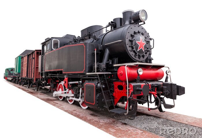 Fotobehang Zwarte oude trein locomotief