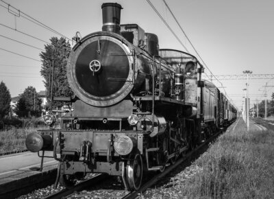 Fotobehang Zwarte trein locomotief