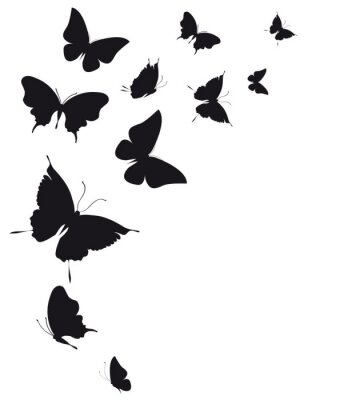 Fotobehang Zwarte vlinders op een lichte achtergrond