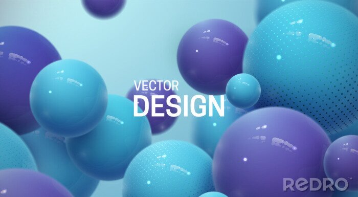 Poster 3D ballen in blauwtinten