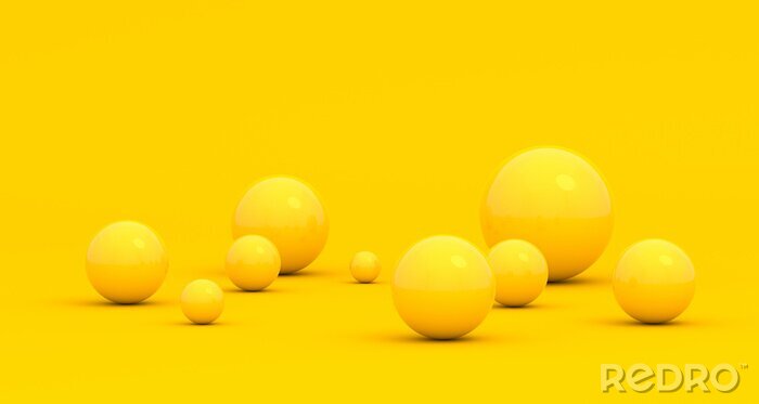 Poster 3D ballen in gele kleur